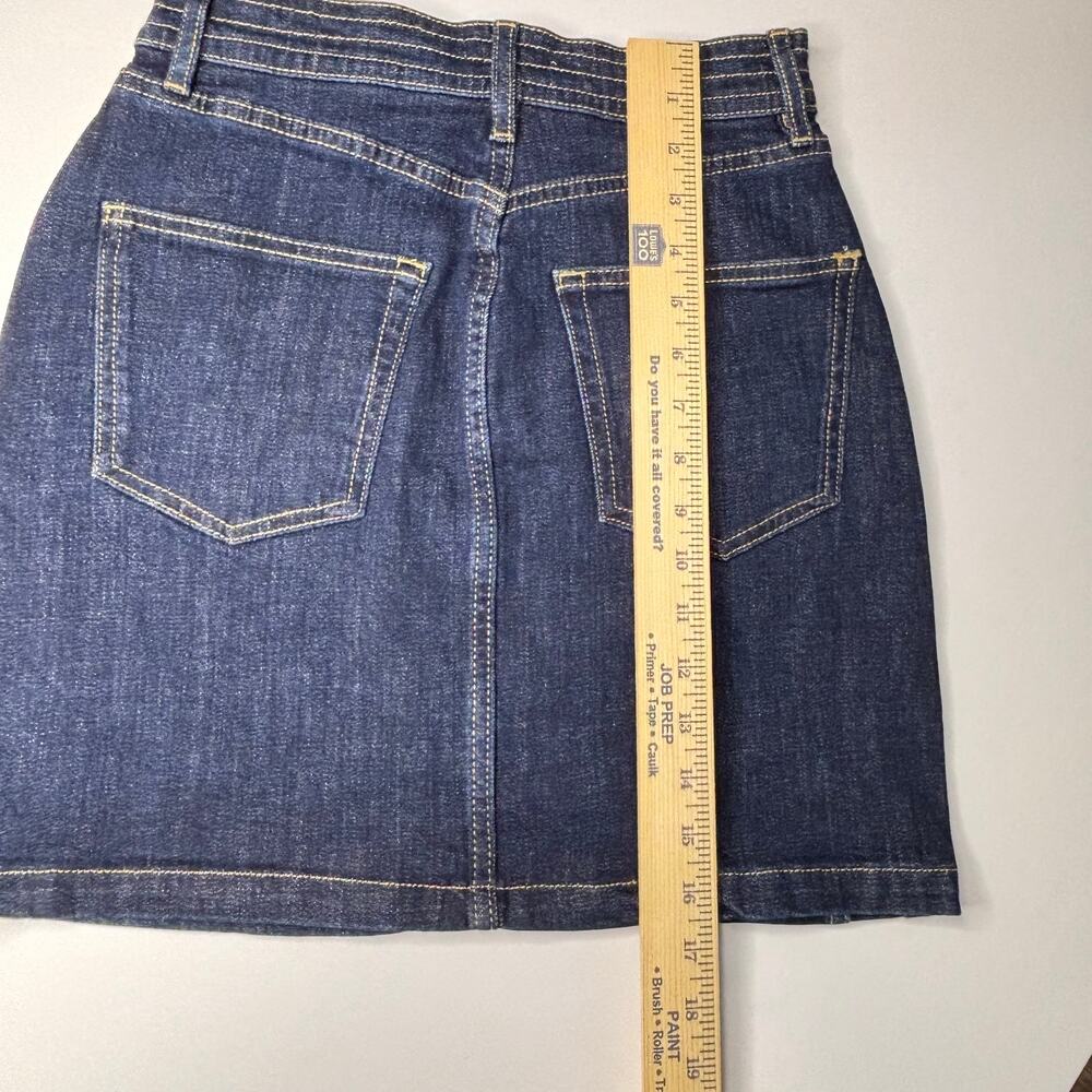Pilcro Anthropologie Dark Wash Denim Mini Skirt Zip Pocket Size 0 EU 32 y2k - Picture 6 of 6